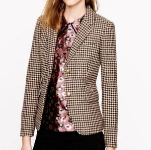 J Crew Factory Schoolboy Blazer Jacket Houndstooth Wool Blend Gold Buttons Sz 12